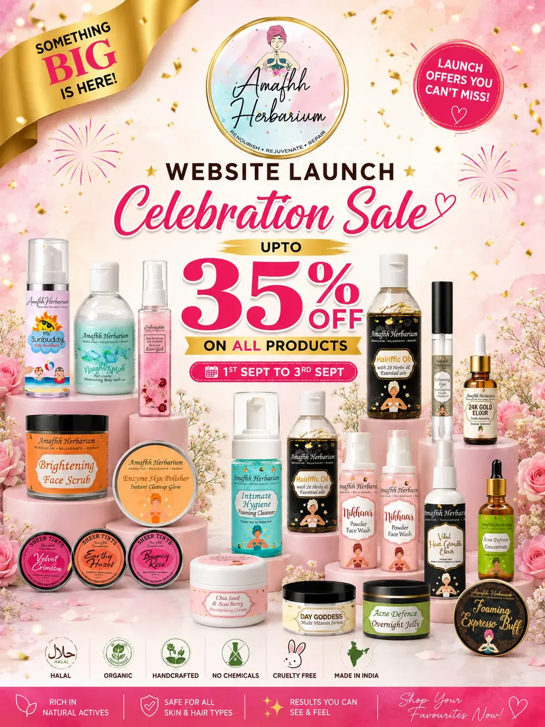 Website Launch Celebration Sale — upto 35% off on all products, 1st to 3rd September. Shop now.